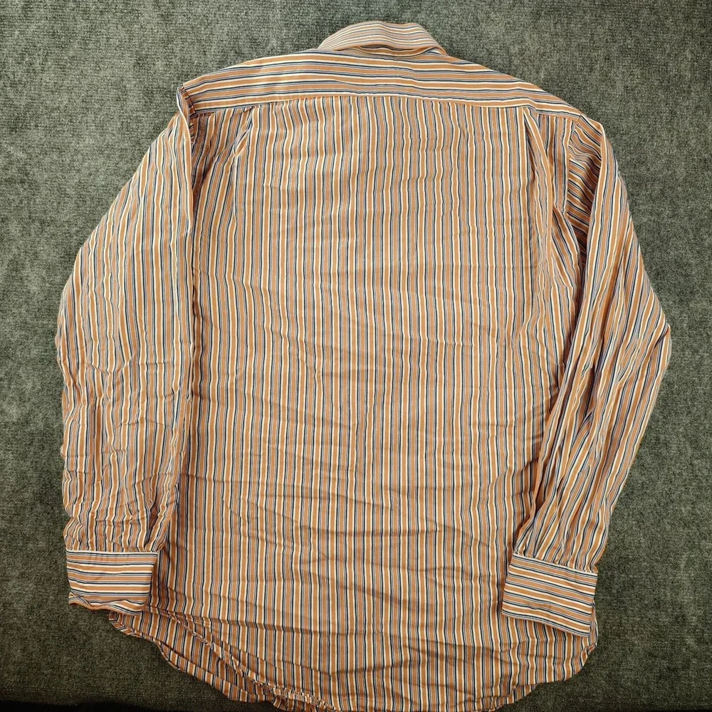 Polo Ralph Lauren Dress Shirt Mens 15 32/33 Regent‎ Orange Blue Striped Spread